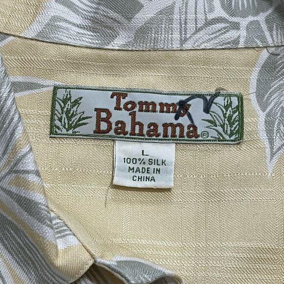 Tommy Bahama Shirt Mens Large Yellow Floral Camp Tropical 100% Silk Short Sleeve - Picture 2 of 8